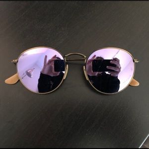 Ray Ban Round Metal Sunglasses (Purple and Bronze)